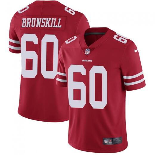 Men's San Francisco 49ers #60 Daniel Brunskill Red 2019 Vapor Untouchable Limited Stitched NFL Jersey